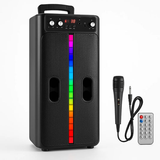 Portable Bluetooth Speaker: Heavy Bass Sound System for Parties & Events with Microphone - Wireless, Rechargeable, High-Fidelity Audio Experience - Nova Electronics