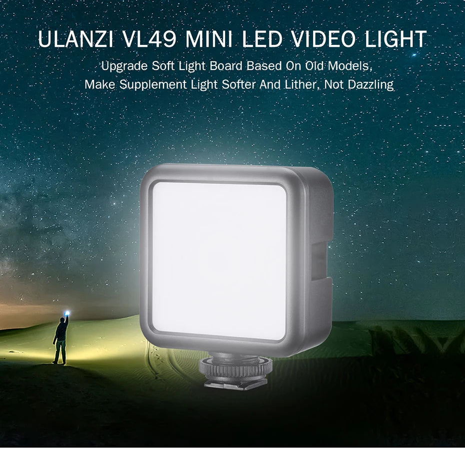 Ulanzi VL49 6W Mini Vlog LED Fill Light White 2000mAh 5500K Zoom Lighting Photographic Lighting Video Phone Selfie Fill Lamps