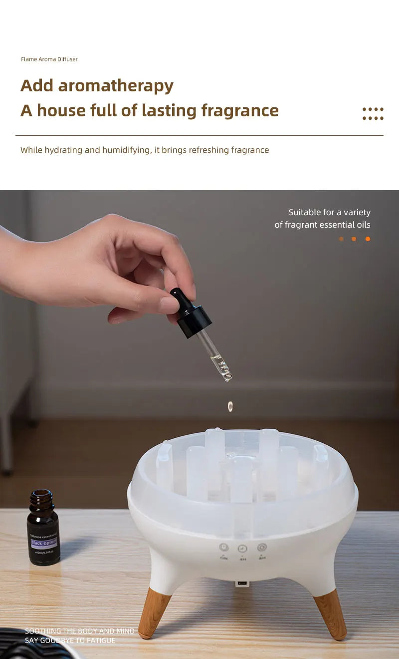 Flame Humidifier Dynamic Jellyfish Essential Oil Diffuser 350ML Air Humidifier Gradient Color Aroma Diffuser Desktop Night Light