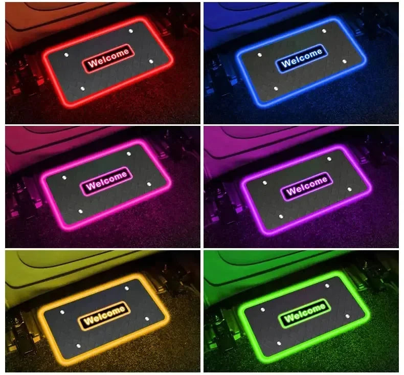 Symphony Car Foot Mat Ambient Light Welcome Logo App Control RGB Led Acrylic Car Interior Decorative Atmosphere Neon Lamp