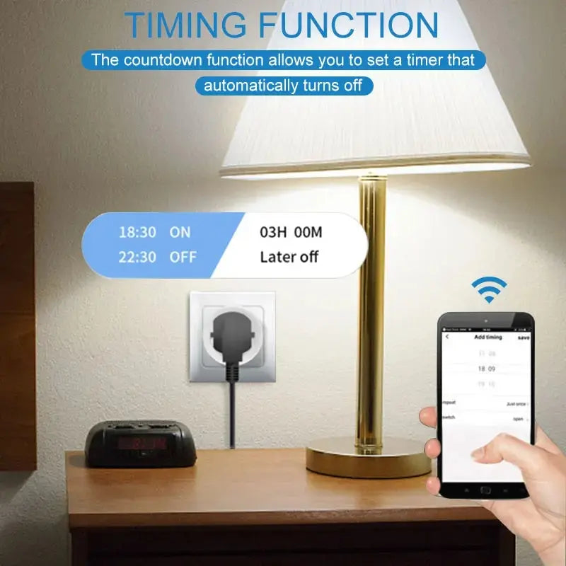Tuya Wifi Smart Socket EU Plug 16/20A Power Monitor Remote Control SmartLife APP Works with Alexa Yandex Alice Google Assistant - Nova Electronics