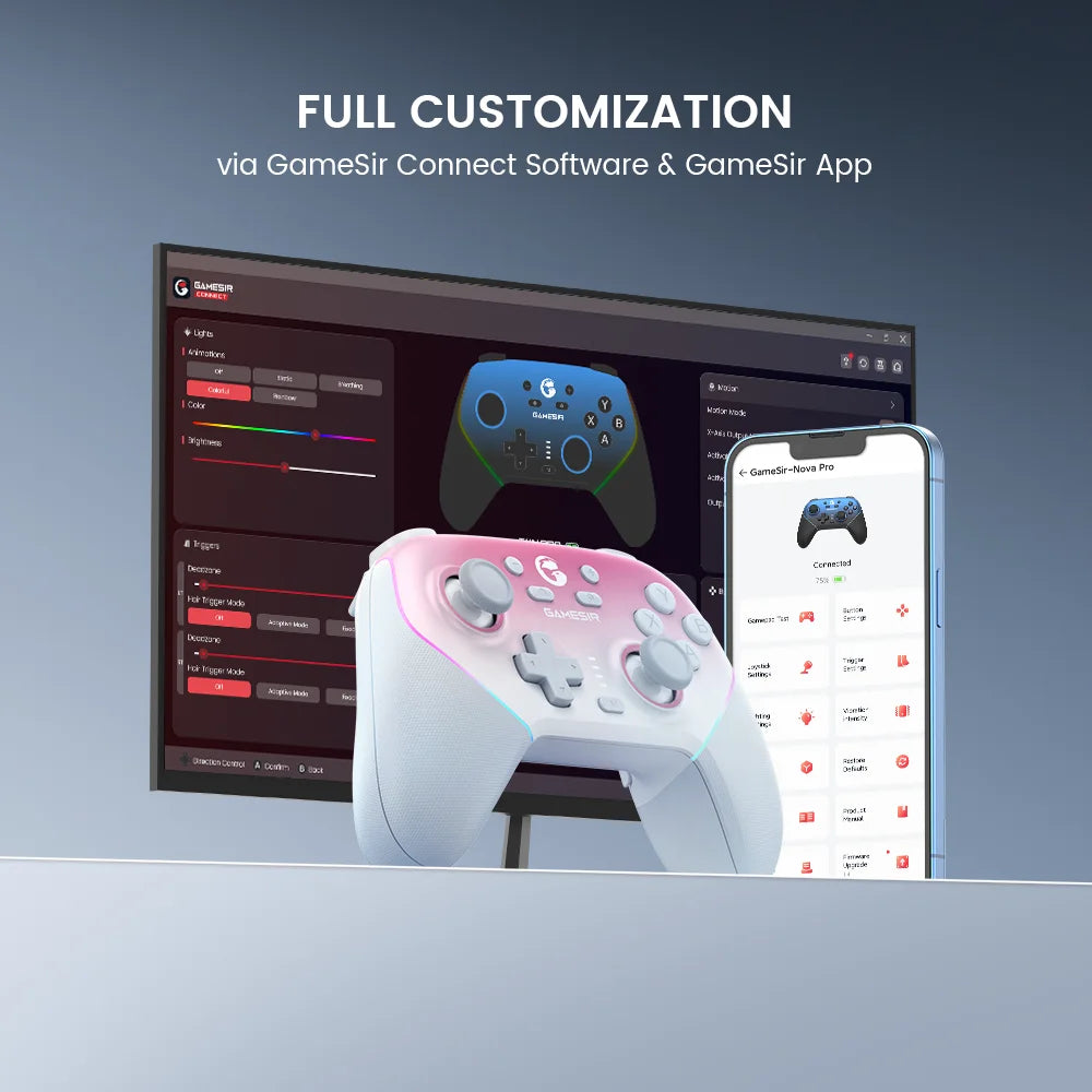 Wireless Switch Controller with Charging Dock | GameSir Super Nova Hall Effect Joysticks, RGB Lights, Anti-Drift, PC/Android/iOS Compatible, Dual Motors & Back Buttons - Nova Electronics