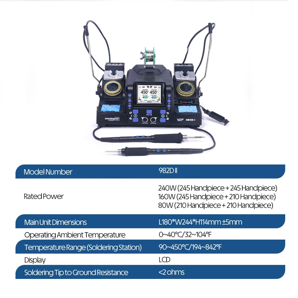 WEP 982D Precision Soldering Station 150W Rapid Heating Auto Calibration Professional Iron for SMD IC Repair C245 C210 982D-II - Nova Electronics