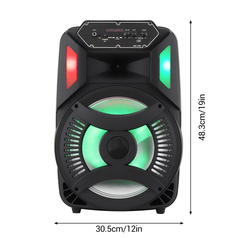 Loud Portable Bluetooth Party Speaker with 12" Subwoofer, RGB Lights & Karaoke Mic β Rechargeable Sound System for Outdoor Events, DJ Sessions, and Home Gatherings - Nova Electronics
