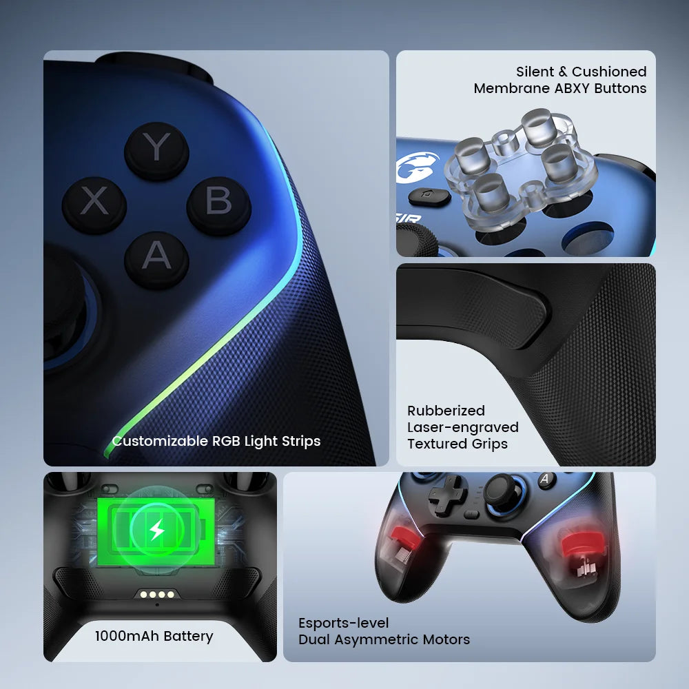 Wireless Switch Controller with Charging Dock | GameSir Super Nova Hall Effect Joysticks, RGB Lights, Anti-Drift, PC/Android/iOS Compatible, Dual Motors & Back Buttons - Nova Electronics