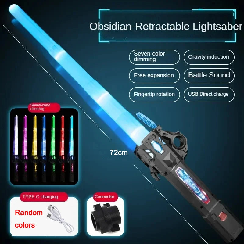 Glowing Telescopic Music Laser Sword – Flashing 2-in-1, Rotating Light & Decompression Fun for Kids & Adults