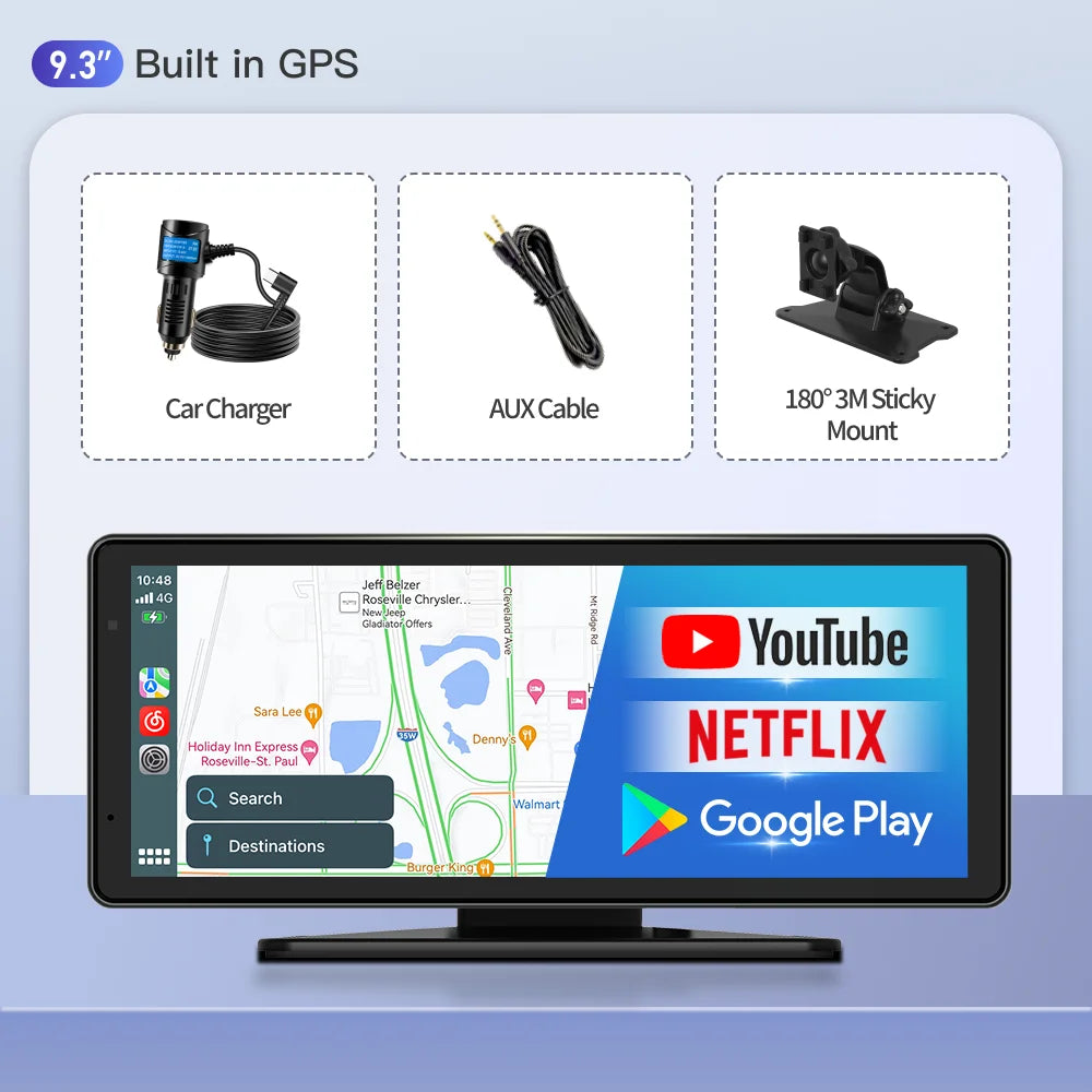 Smart 10.26" Touchscreen Dash Cam with Android 13 | Dual Bluetooth 5.1, CarPlay & Wireless Android Auto | 1080P Rear Camera, GPS, Night Vision - Nova Electronics