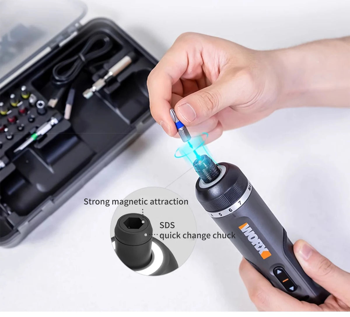 Worx 30 Bit Sets Power Tools WX242 Electrical Screwdriver Sets Smart Cordless drill Screwdrivers USB Rechargeable Handle 4V DIY - Nova Electronics