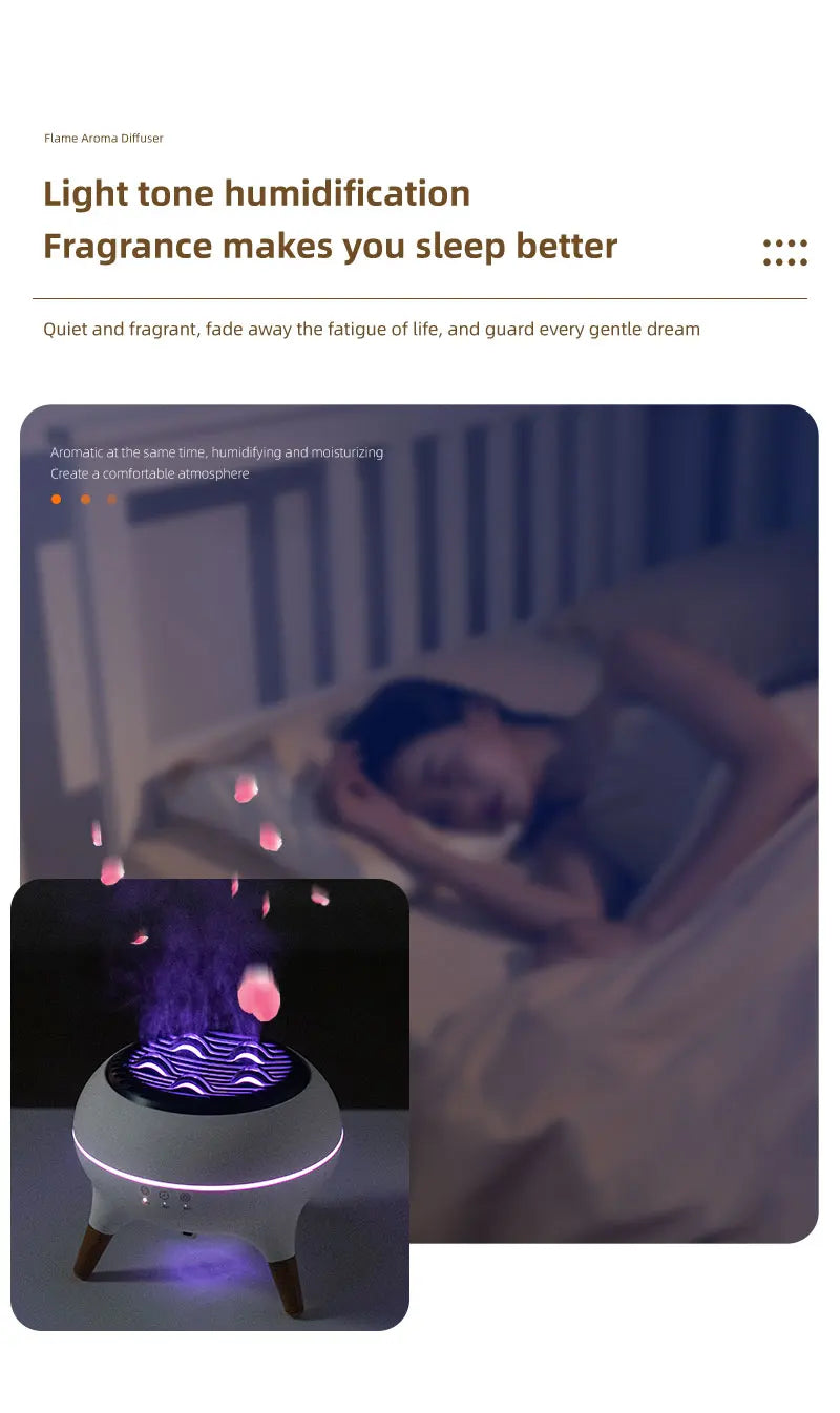 Flame Humidifier Dynamic Jellyfish Essential Oil Diffuser 350ML Air Humidifier Gradient Color Aroma Diffuser Desktop Night Light