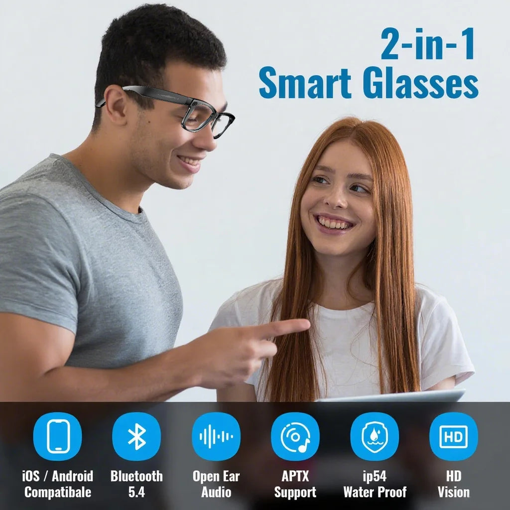 New Camera Glasses 800w Pixel 4K UHD Camera Recording Noise Reduction Ai Recognition Translation Anti Blue Light Smart Glasses
