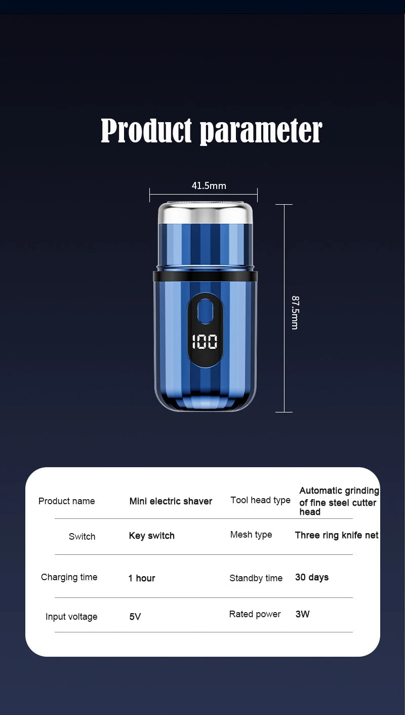Mini Electric Shaver USB-C Rechargeable Shaver Waterproof Portable Shaver Powerful Travel Home Use Cordless Shaver - Nova Electronics