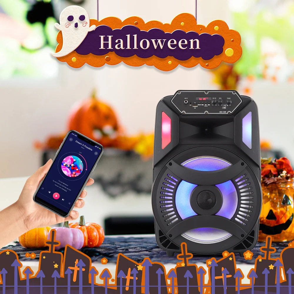 Loud Portable Bluetooth Party Speaker with 12" Subwoofer, RGB Lights & Karaoke Mic β Rechargeable Sound System for Outdoor Events, DJ Sessions, and Home Gatherings - Nova Electronics