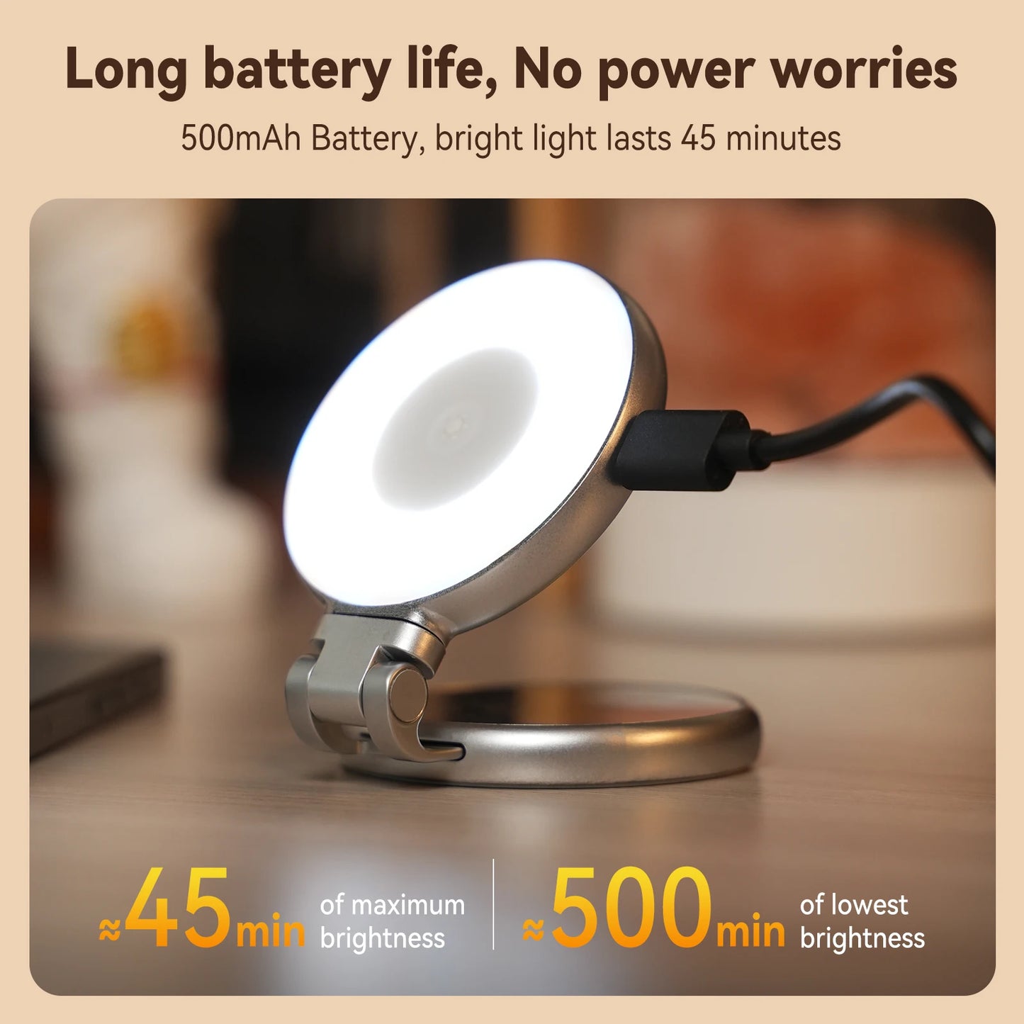 TELESIN Magnetic Fill Light Mini Selfie Light 3 Modes Adjustable Brightness for Smartphone Iphone XIAOMI HUAWEI SAMSUNG Phone