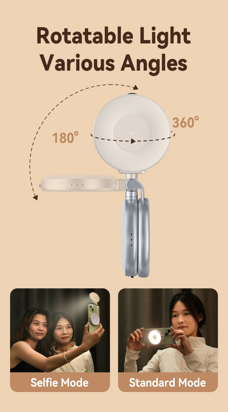 TELESIN Magnetic Fill Light Mini Selfie Light 3 Modes Adjustable Brightness for Smartphone Iphone XIAOMI HUAWEI SAMSUNG Phone