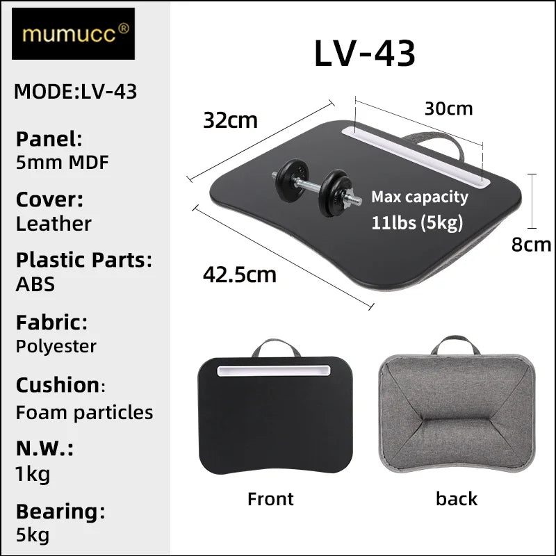 Portable Laptop Desk with Cushion Base - Wooden Lap Table for Bed, Couch & Travel - Built-in Mouse Pad & Storage - 42.5cm Bamboo Computer Tray for Students, Remote Workers & Digital Nomads - Nova Electronics