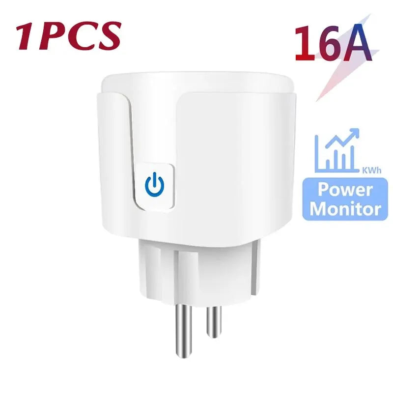Tuya Wifi Smart Socket EU Plug 16/20A Power Monitor Remote Control SmartLife APP Works with Alexa Yandex Alice Google Assistant - Nova Electronics