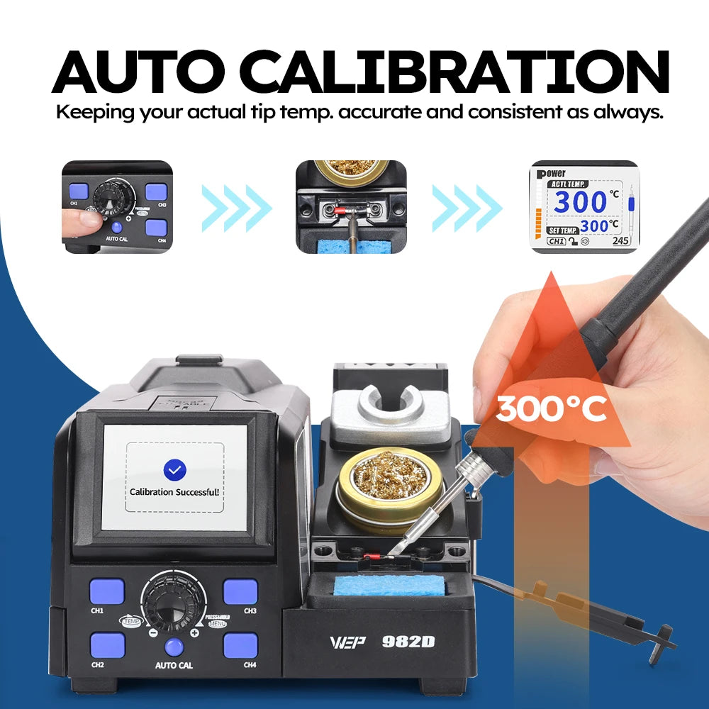 WEP 982D Precision Soldering Station 150W Rapid Heating Auto Calibration Professional Iron for SMD IC Repair C245 C210 982D-II - Nova Electronics