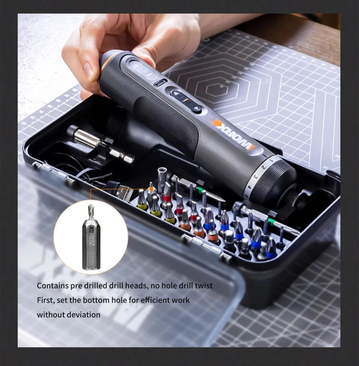 Worx 30 Bit Sets Power Tools WX242 Electrical Screwdriver Sets Smart Cordless drill Screwdrivers USB Rechargeable Handle 4V DIY - Nova Electronics