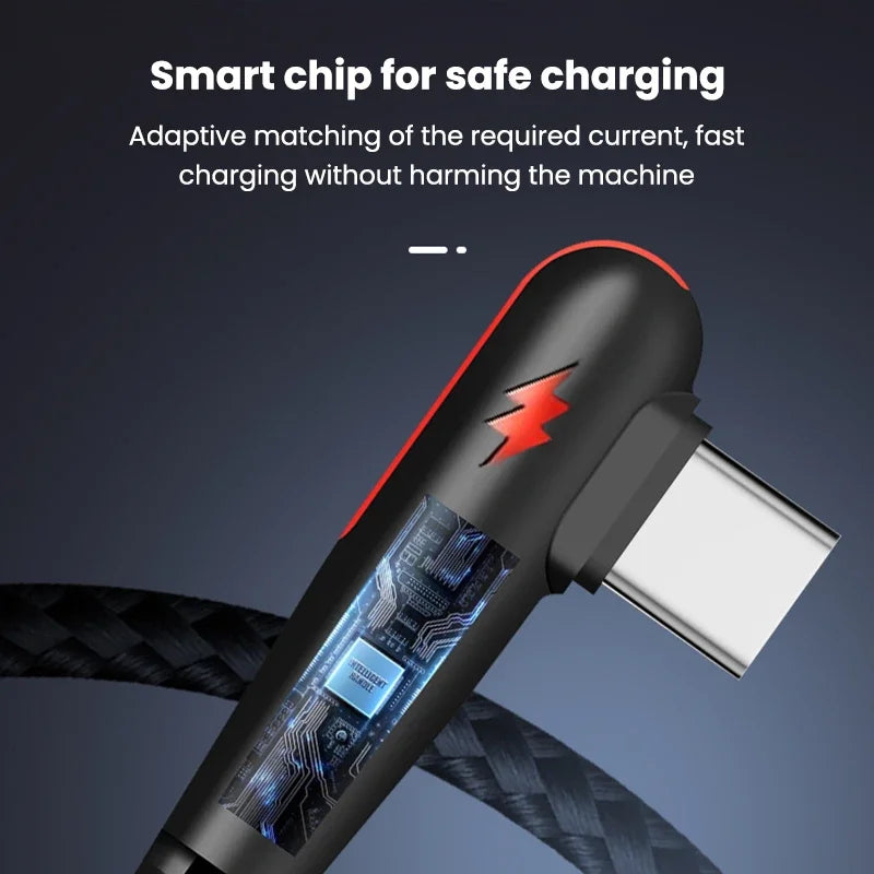 NNBILI 120W fast charging USB to Type-C cable, nylon braided, 90 ° elbow design with high power output suitable for Huawei oppo - Nova Electronics