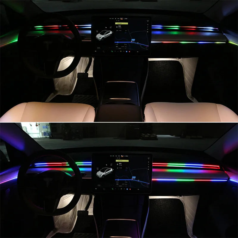 10/6/4/2/1 IN 1 Car Full RGB LED Ambient Rainbow Light Strip/ USB Dream Symphon music Atmosphere Lamp with App Remote Control