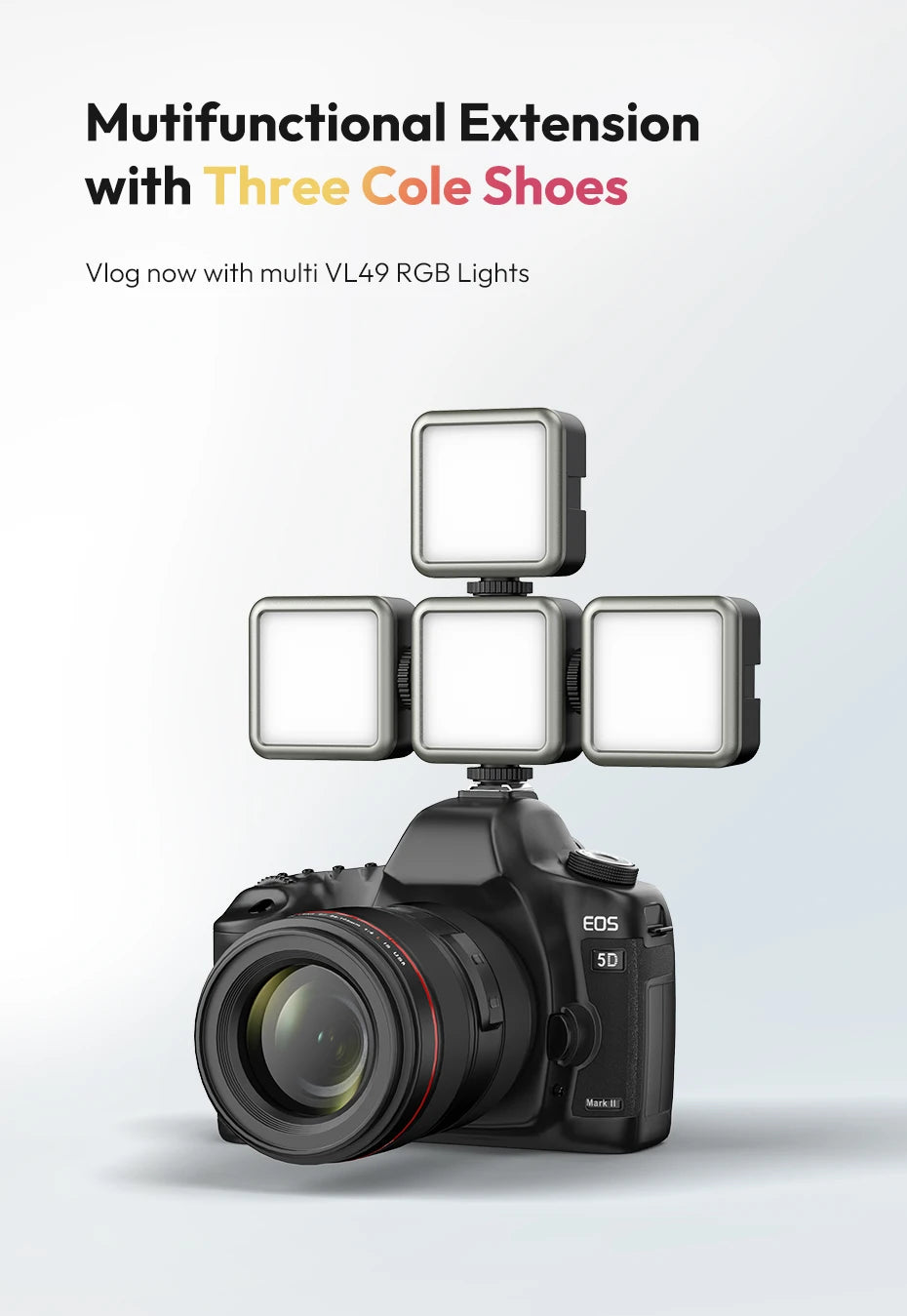 Ulanzi VL49 RGB Mini Pocket RGB Video Light Fill Light for DSLR Camera Smartphone Photography Live Streaming 2500-9000K 2000mAh