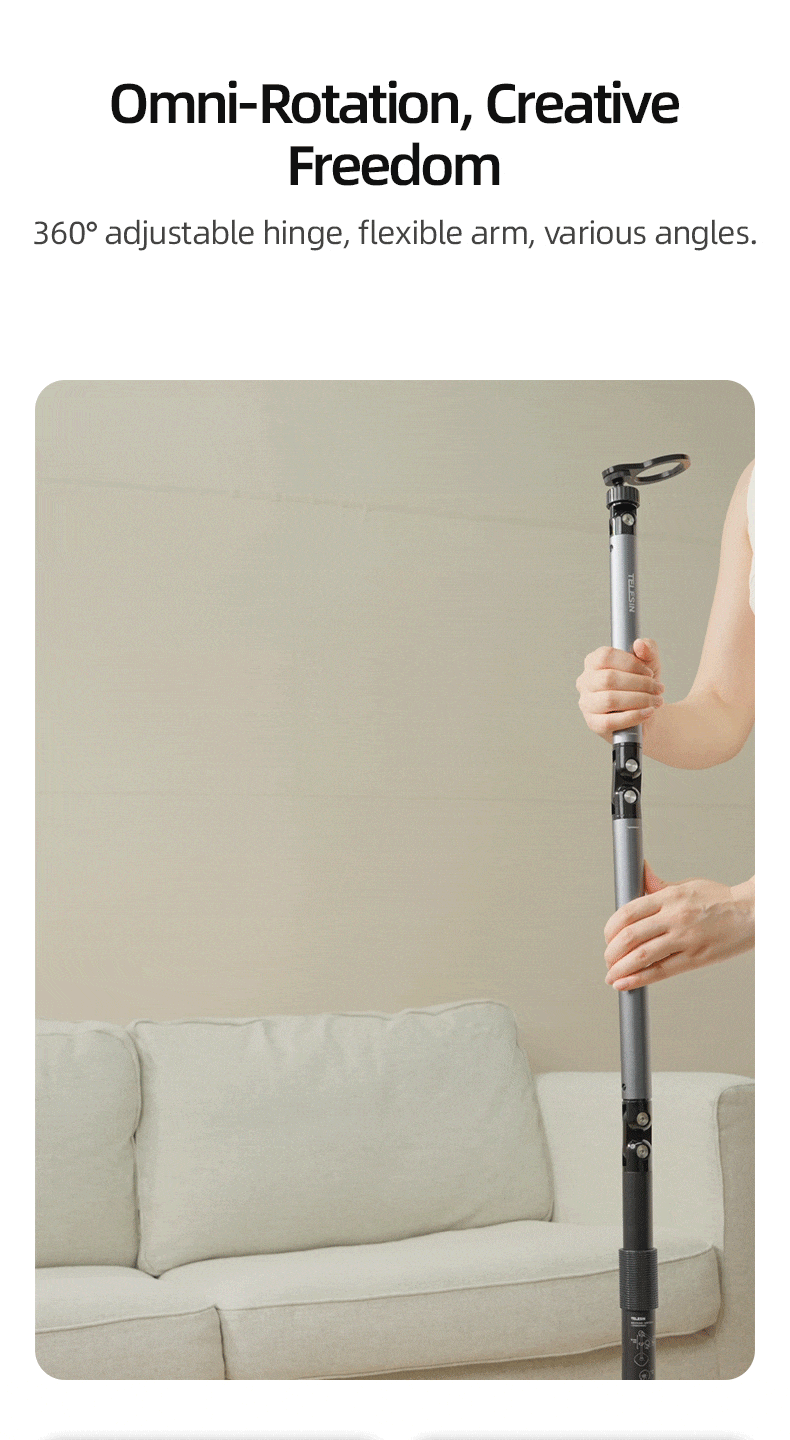 TELESIN Magnetic Mobile Phone Floor Stand Cantilever Live Broadcast Tablet Bracket Lifting Bracket Universal Mobile Phone Holder