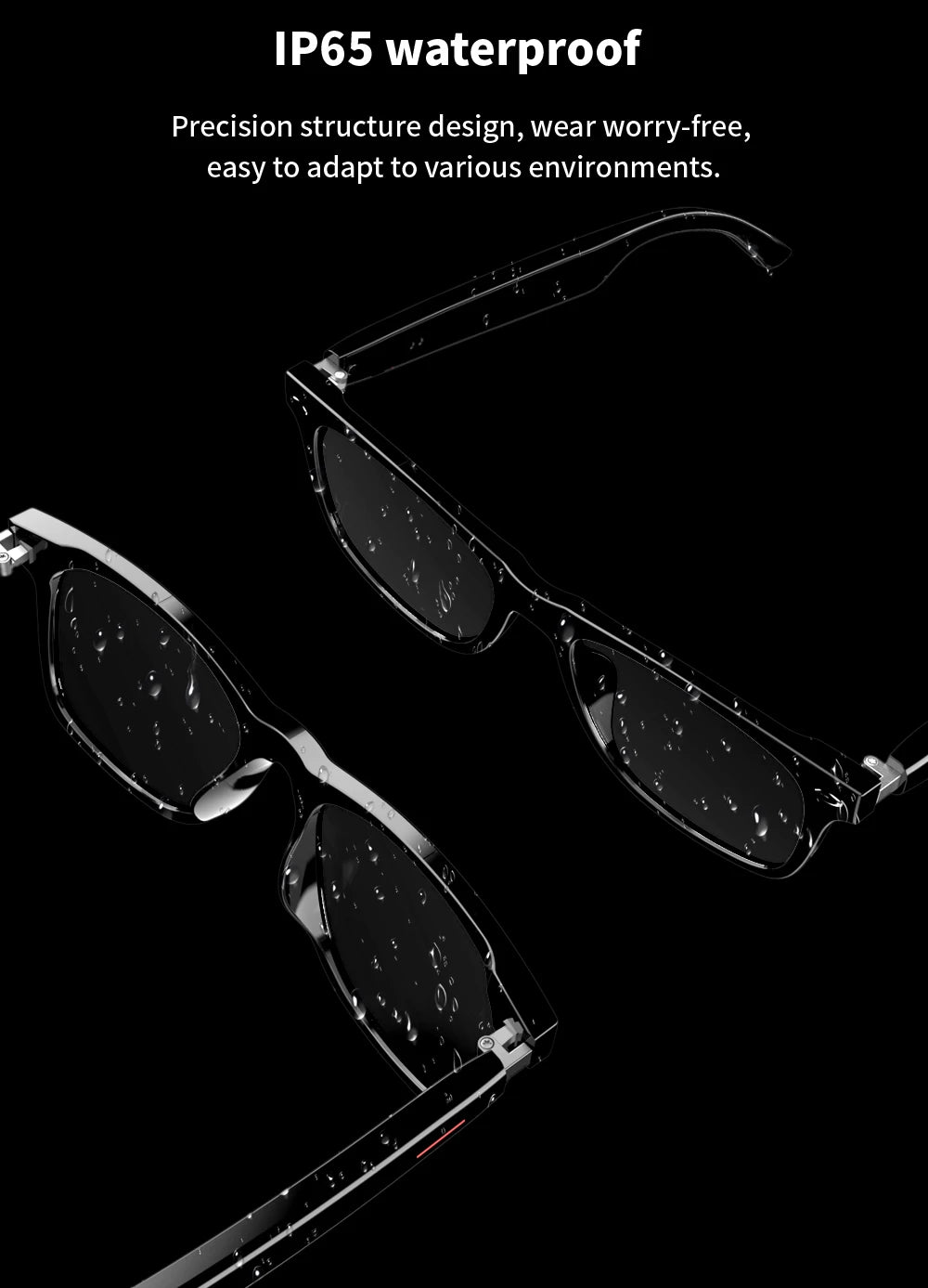 SENBONO E13 Smart Glasses with Blue Light Filter Lenses, Built-in Mic & Speakers, Touch Controls, Voice Assistant for Calls & Music, Android/iOS Compatible