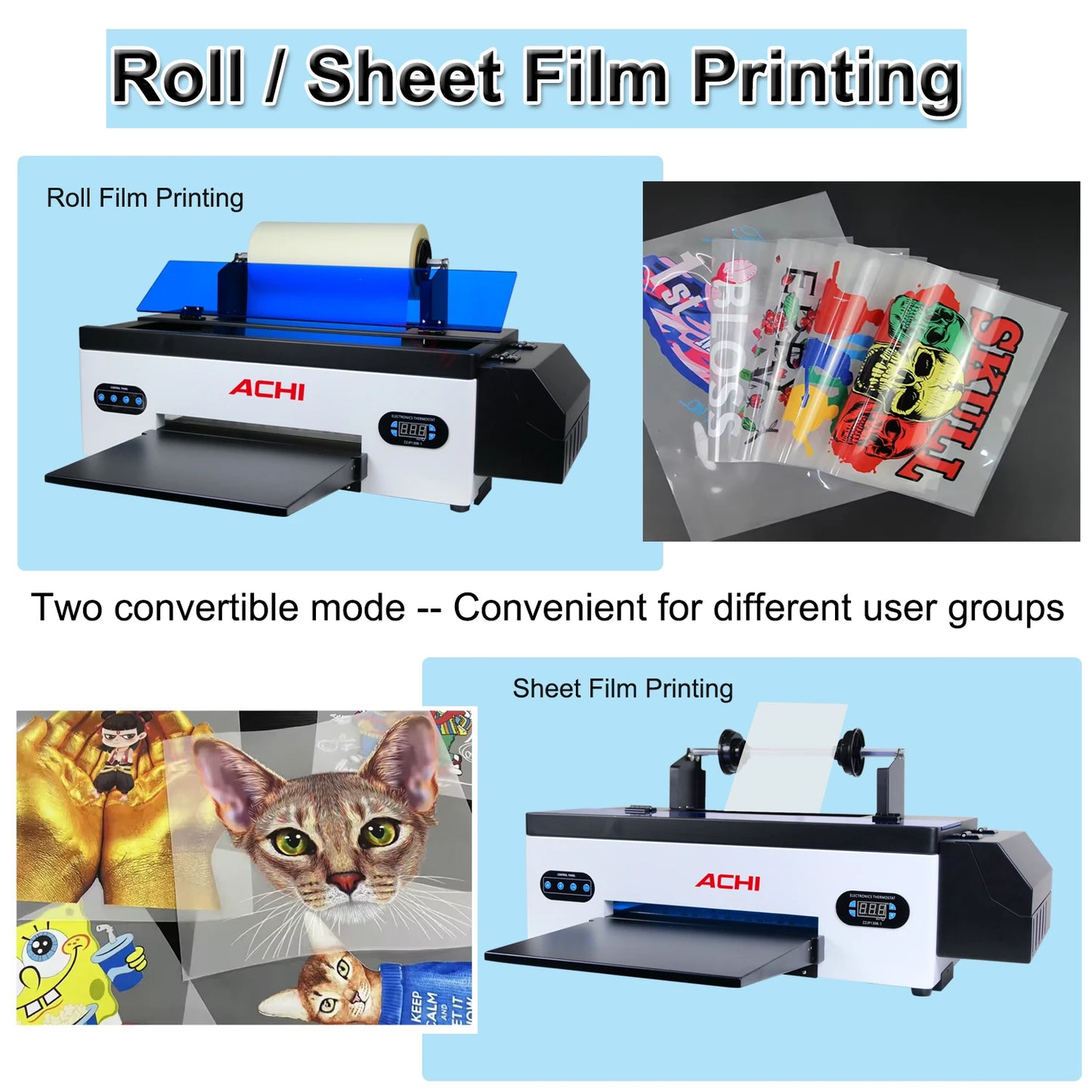 ACHI A3 DTF Printer R1390 A3 T-shirts Printier ROLL DTF Transfer Film Printer With DTF Oven For Fabric T-shirt Clothes EU STOCK - Nova Electronics