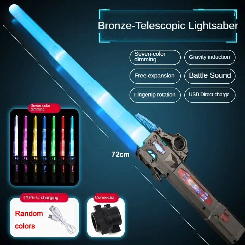 Glowing Telescopic Music Laser Sword – Flashing 2-in-1, Rotating Light & Decompression Fun for Kids & Adults