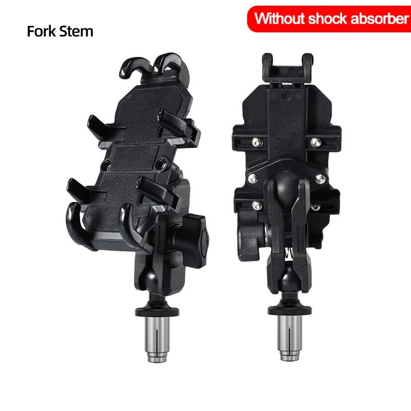 Motorcycle Bike Phone Holder w/ Shock Absorbe Handlebar Fork Stem Mount GPS Clip for 4.7-7.1 inch Shockproof Mobile Phone Stand - Nova Electronics