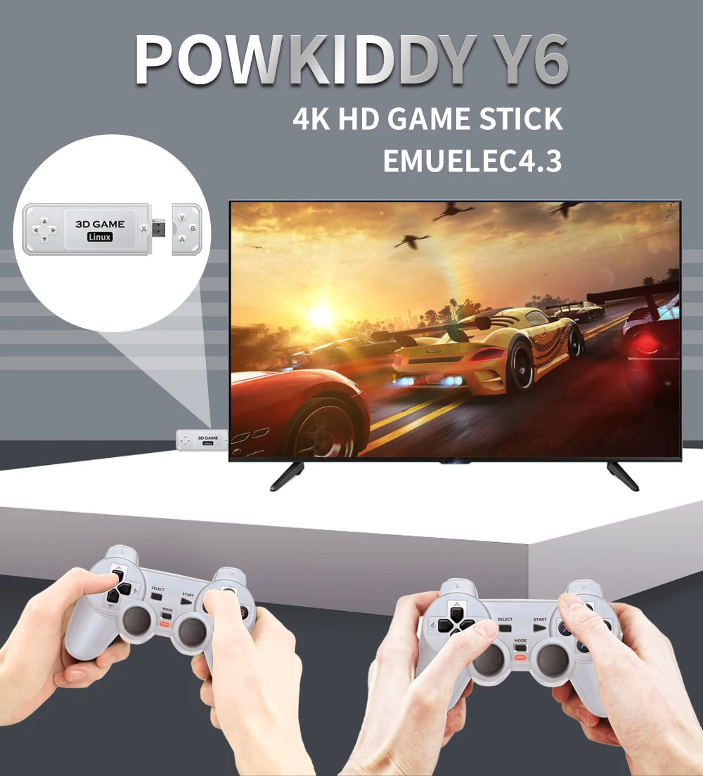 BOYHOM Y6 Retro Game Console 4K 60fps HDMI Output Low Latency GD10 TV Game Stick Dual Handle Portable Home Game Console for GBA