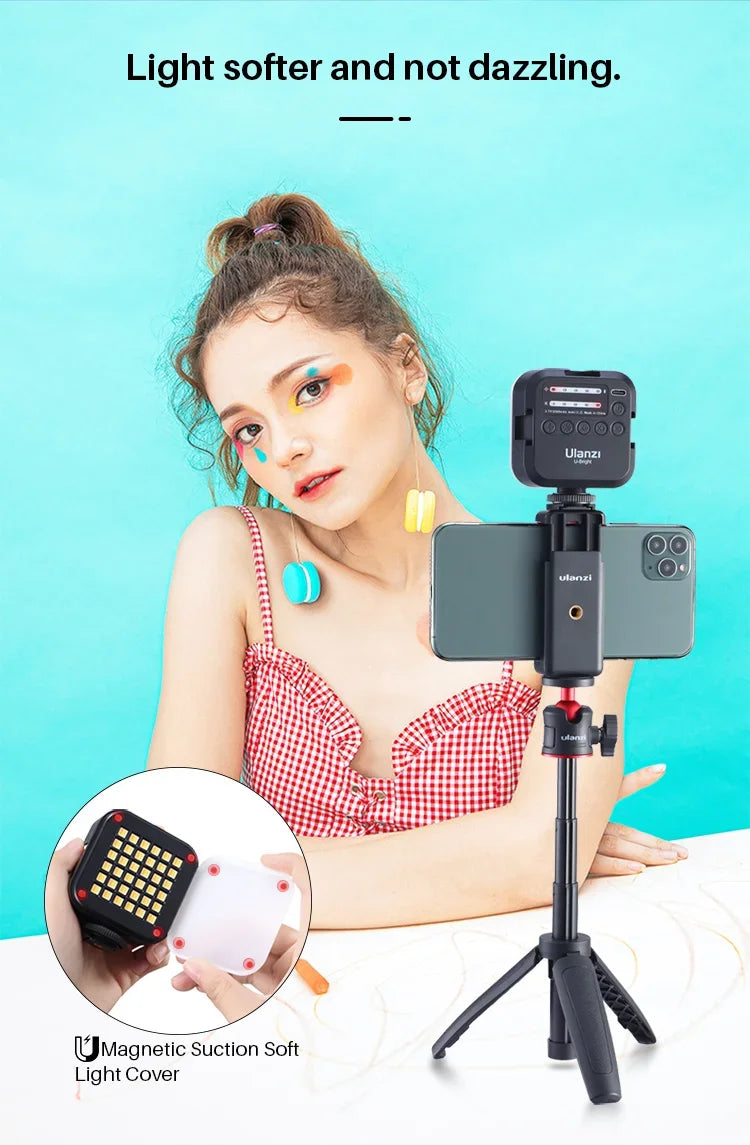 Ulanzi VL49 6W Mini Vlog LED Fill Light White 2000mAh 5500K Zoom Lighting Photographic Lighting Video Phone Selfie Fill Lamps