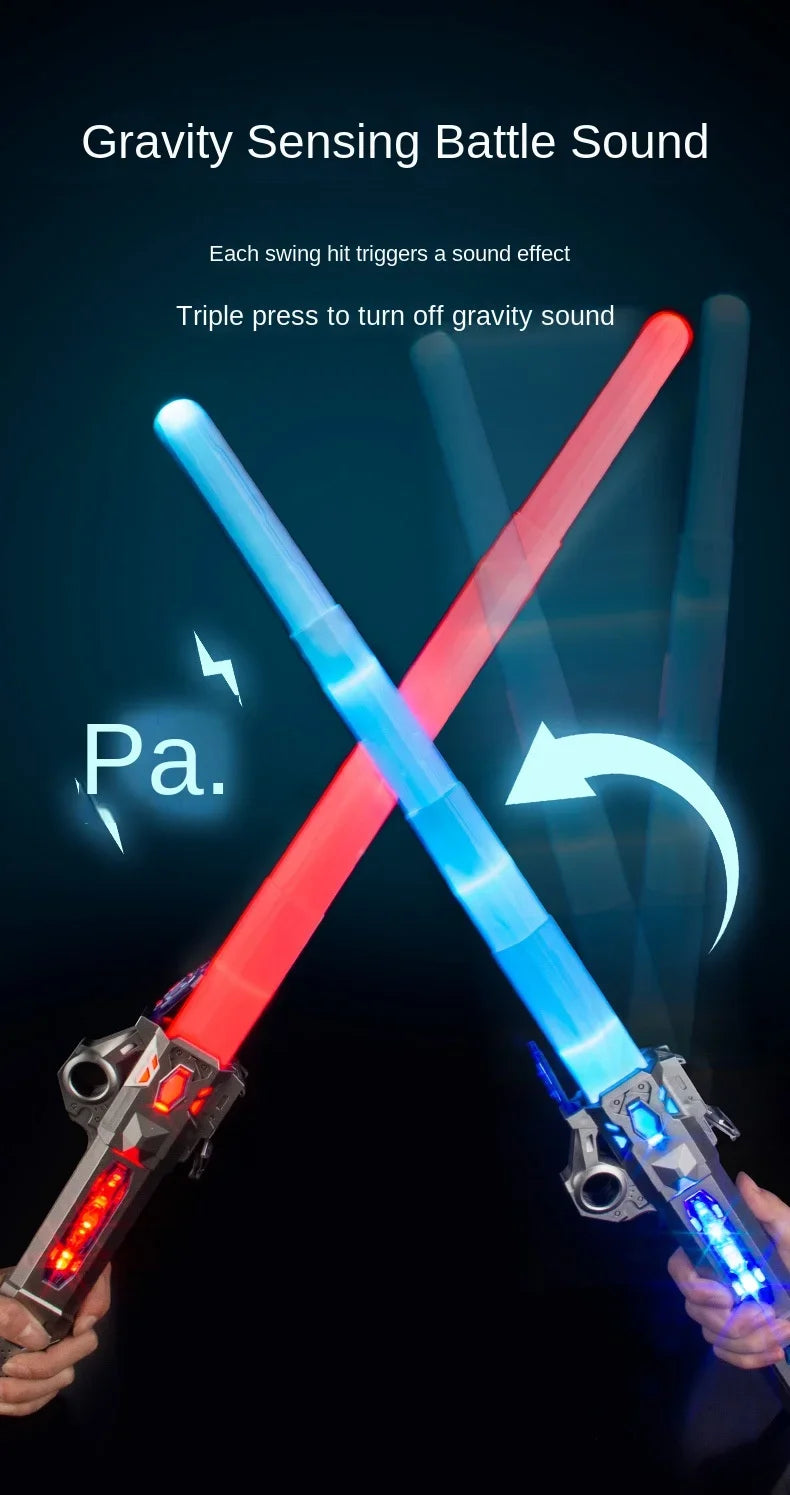 Glowing Telescopic Music Laser Sword – Flashing 2-in-1, Rotating Light & Decompression Fun for Kids & Adults