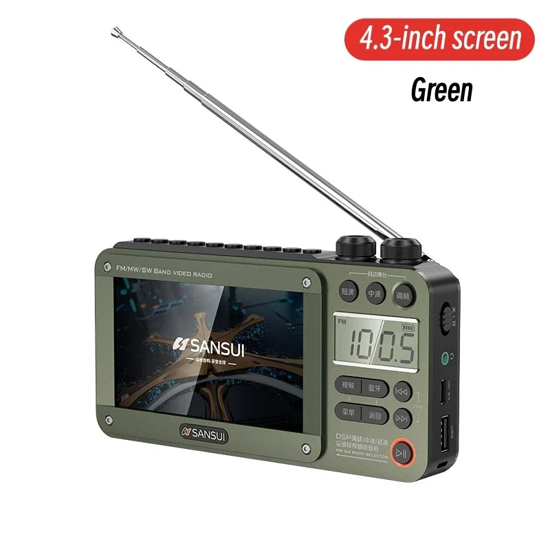 7-Inch IPS Wireless Retro Bluetooth Speaker with FM/AM/SW Radio, HD Video & E-book Reader, 8-Hour Battery, TF/USB Playback for Camping & Travel - Nova Electronics