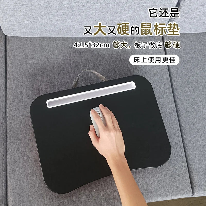 Portable Laptop Desk with Cushion Base - Wooden Lap Table for Bed, Couch & Travel - Built-in Mouse Pad & Storage - 42.5cm Bamboo Computer Tray for Students, Remote Workers & Digital Nomads - Nova Electronics