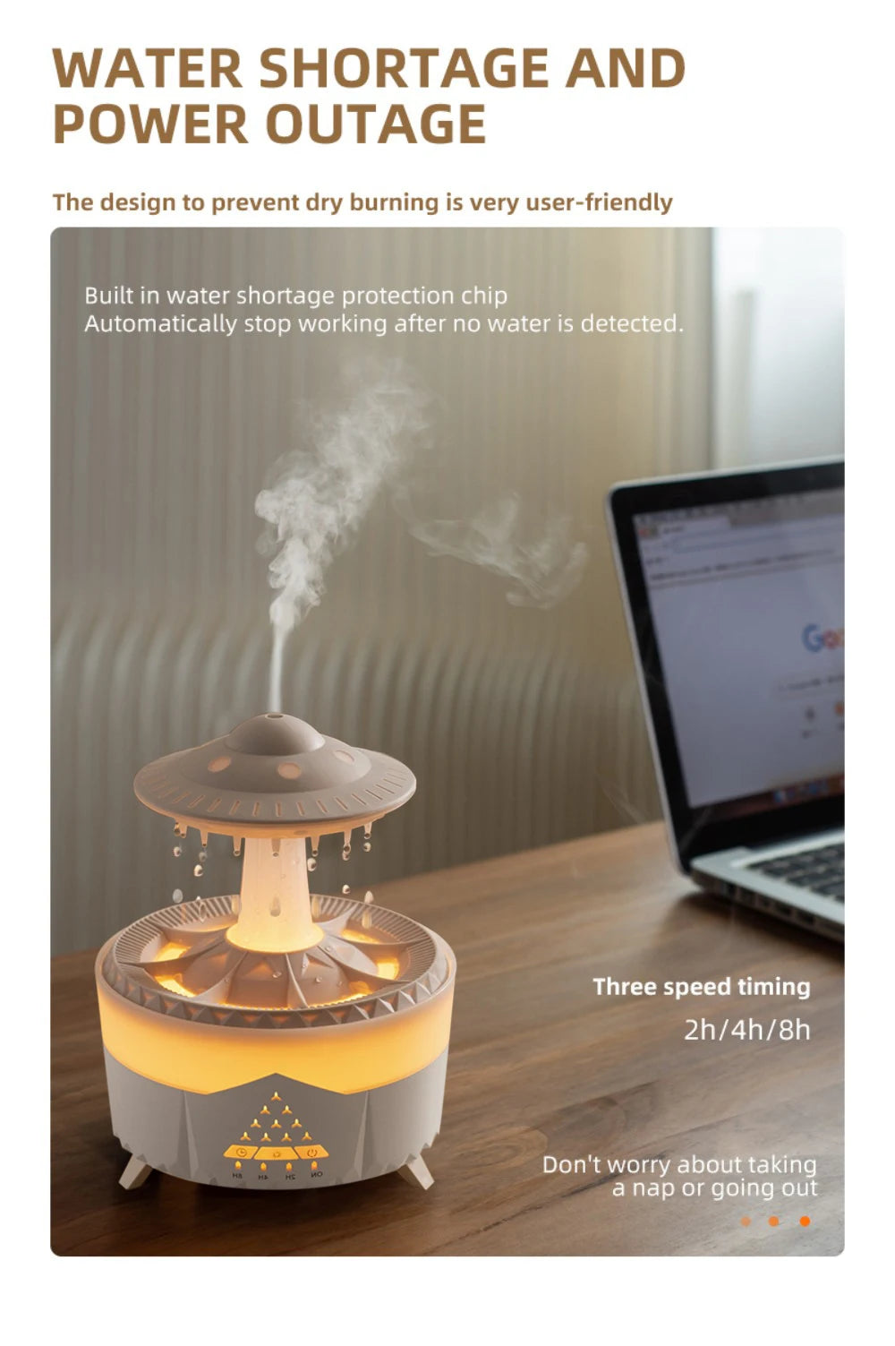 UFO Rotating Raindrop Aromatherapy Essential Oils Air Diffuser with RGB Night Lamp Remote Controls UFO Ultrasonic Air Humidifier