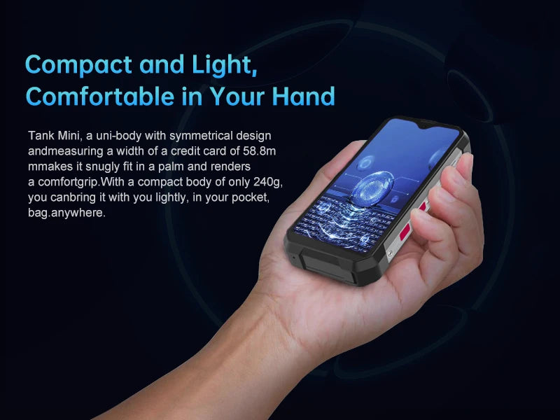 Unihertz 8849 Tank Mini Rugged Smartphone 4.3 Inch Display Android 13 5800mAh 24GB 256GB Helio G99 Octa Core 100MP Cameras IP68 - Nova Electronics