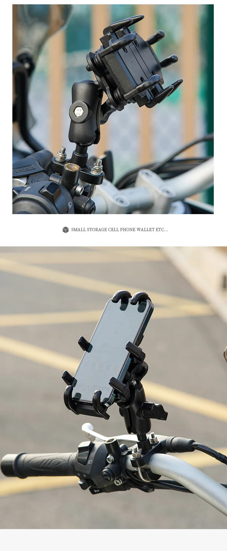 Motorcycle Bike Phone Holder w/ Shock Absorbe Handlebar Fork Stem Mount GPS Clip for 4.7-7.1 inch Shockproof Mobile Phone Stand - Nova Electronics