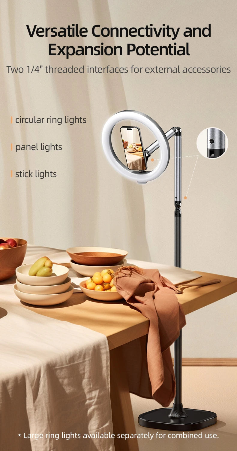 TELESIN Magnetic Mobile Phone Floor Stand Cantilever Live Broadcast Tablet Bracket Lifting Bracket Universal Mobile Phone Holder