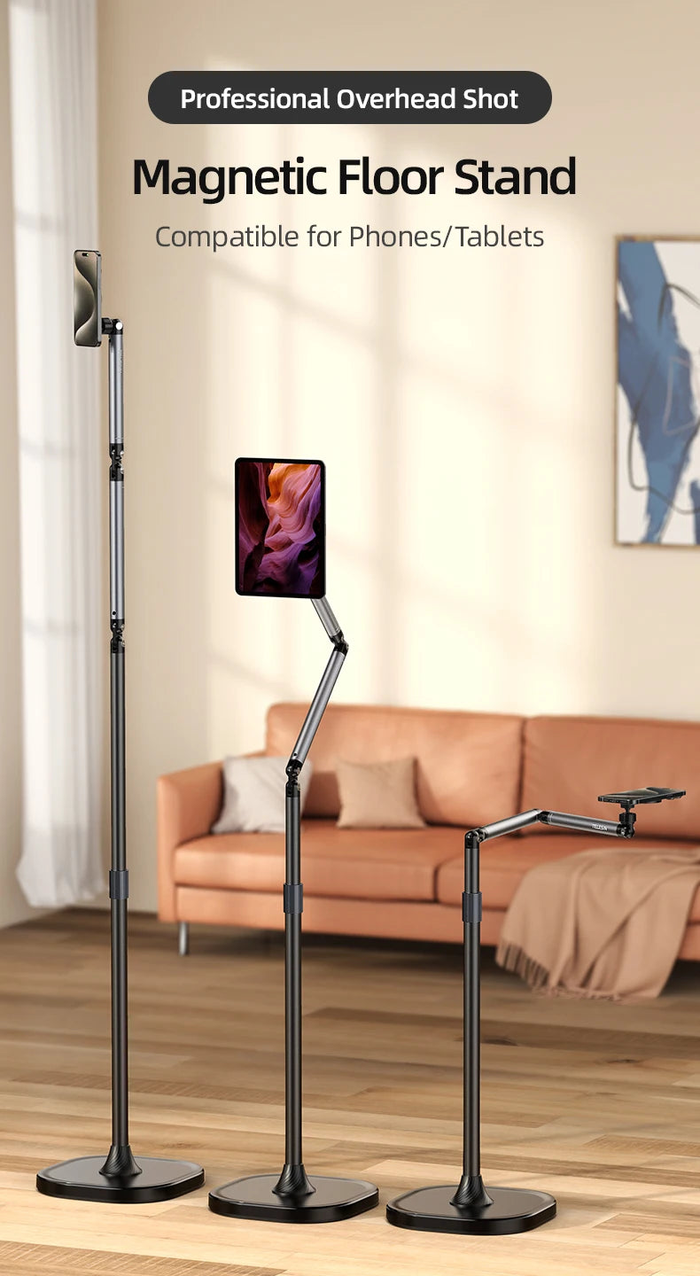 TELESIN Magnetic Mobile Phone Floor Stand Cantilever Live Broadcast Tablet Bracket Lifting Bracket Universal Mobile Phone Holder