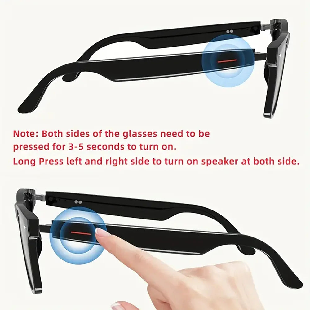 SENBONO E13 Smart Glasses with Blue Light Filter Lenses, Built-in Mic & Speakers, Touch Controls, Voice Assistant for Calls & Music, Android/iOS Compatible