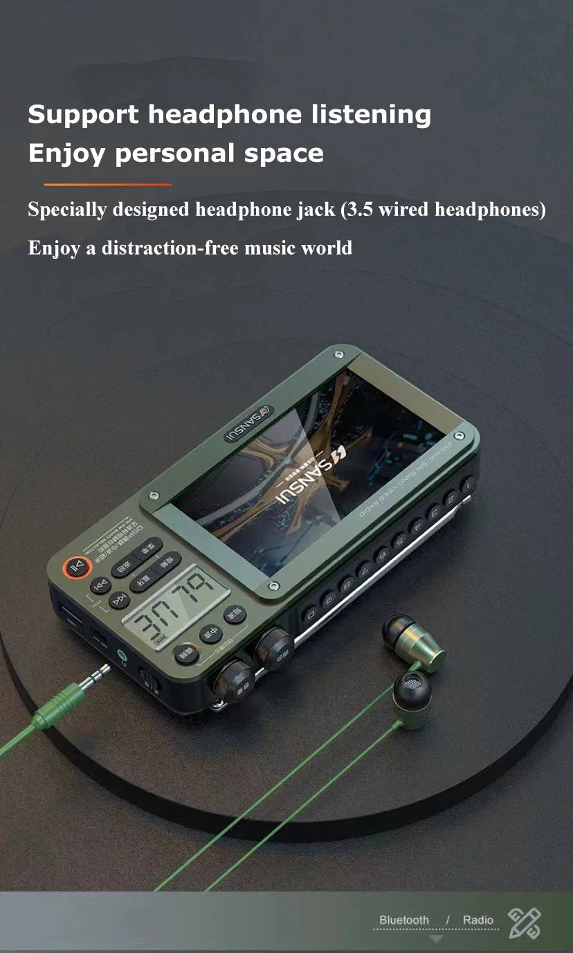 7-Inch IPS Wireless Retro Bluetooth Speaker with FM/AM/SW Radio, HD Video & E-book Reader, 8-Hour Battery, TF/USB Playback for Camping & Travel - Nova Electronics