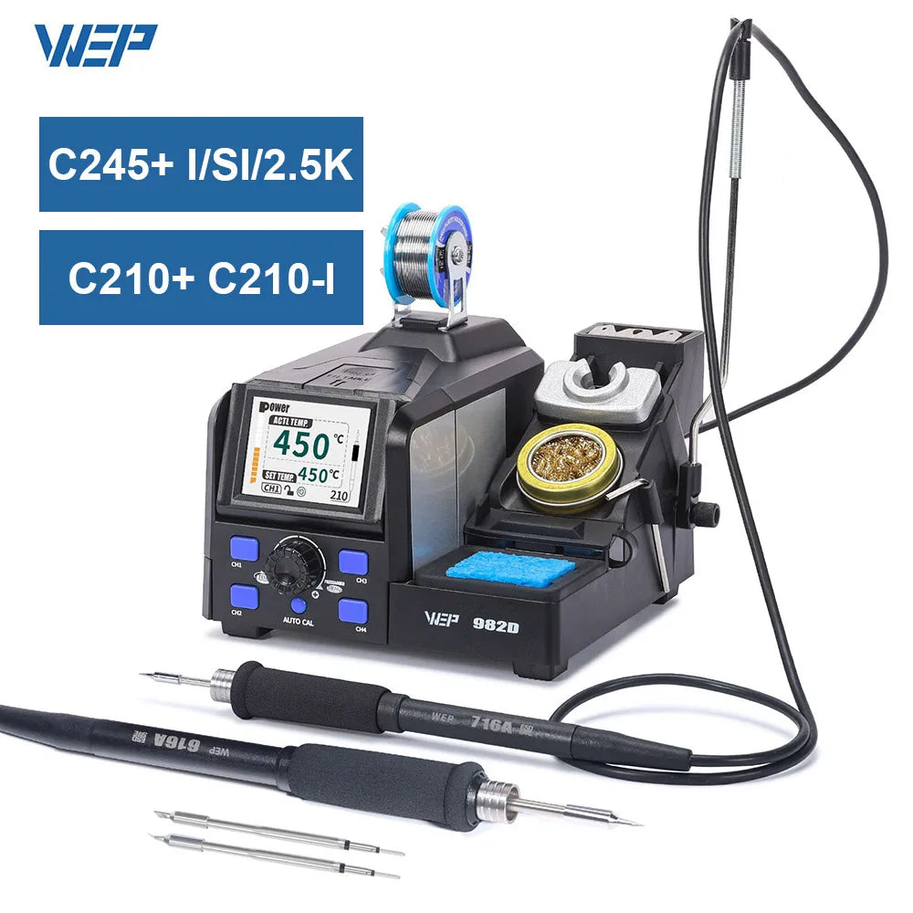 WEP 982D Precision Soldering Station 150W Rapid Heating Auto Calibration Professional Iron for SMD IC Repair C245 C210 982D-II - Nova Electronics