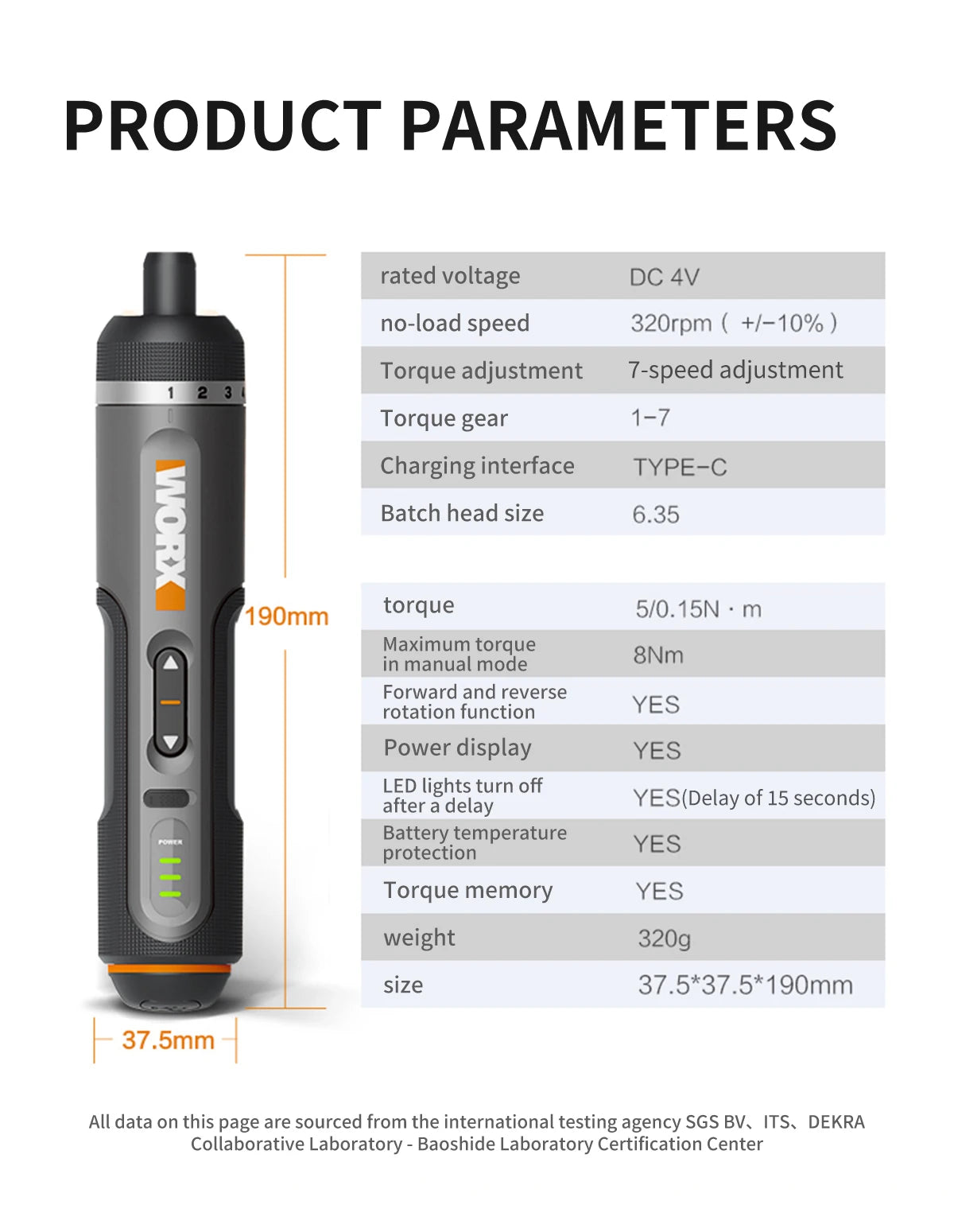 Worx 30 Bit Sets Power Tools WX242 Electrical Screwdriver Sets Smart Cordless drill Screwdrivers USB Rechargeable Handle 4V DIY - Nova Electronics