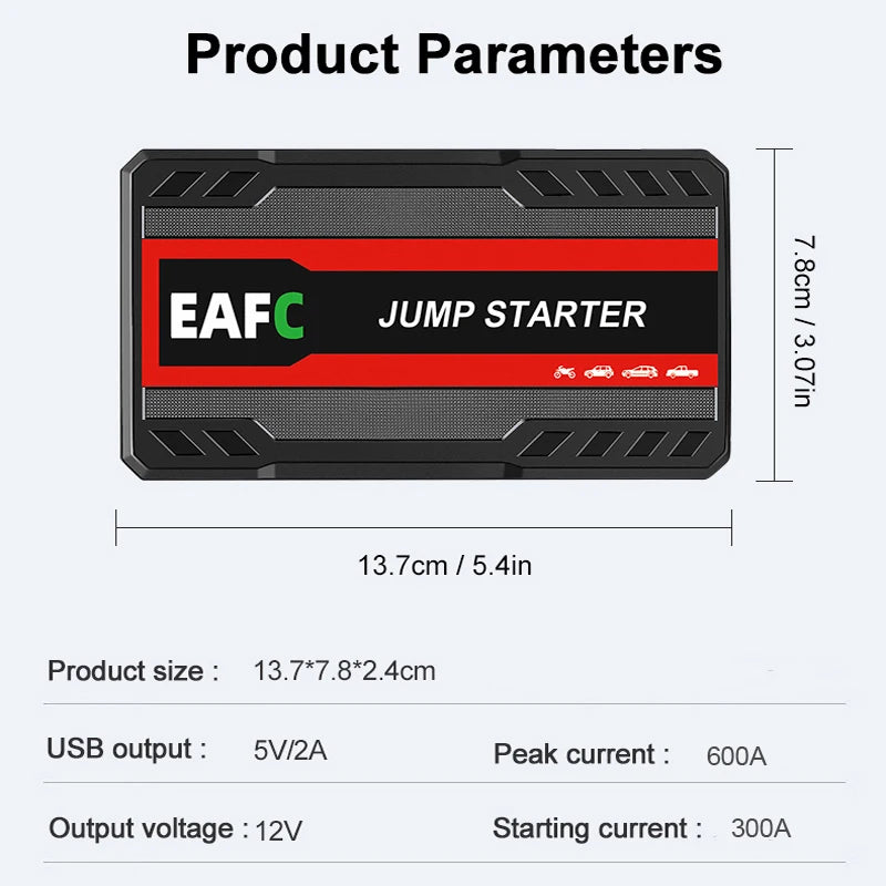 Car Jump Starter 2000A Power Bank Portable Car Battery Charger for 12V Auto Starting Device Petrol Diesel Emergency Booster