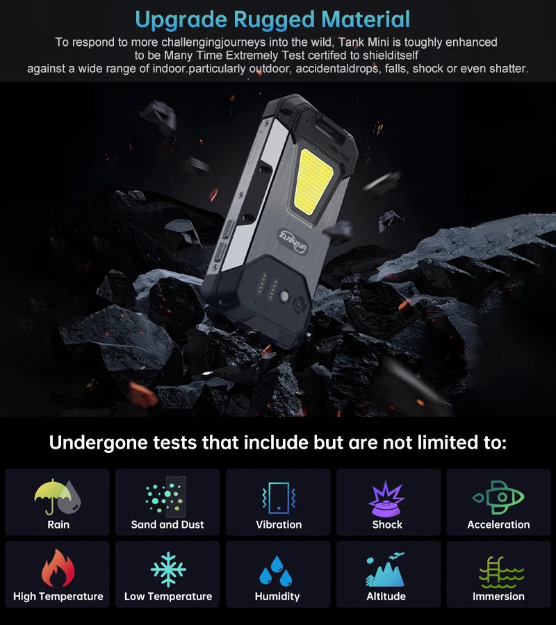 Unihertz 8849 Tank Mini Rugged Smartphone 4.3 Inch Display Android 13 5800mAh 24GB 256GB Helio G99 Octa Core 100MP Cameras IP68 - Nova Electronics