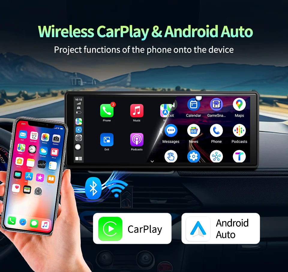10.26 Inch Android 13 Rearview Mirror Dash Cam 8 Core CarPlay Android Auto 1080P GPS Bluetooth Touch Screen - Nova Electronics