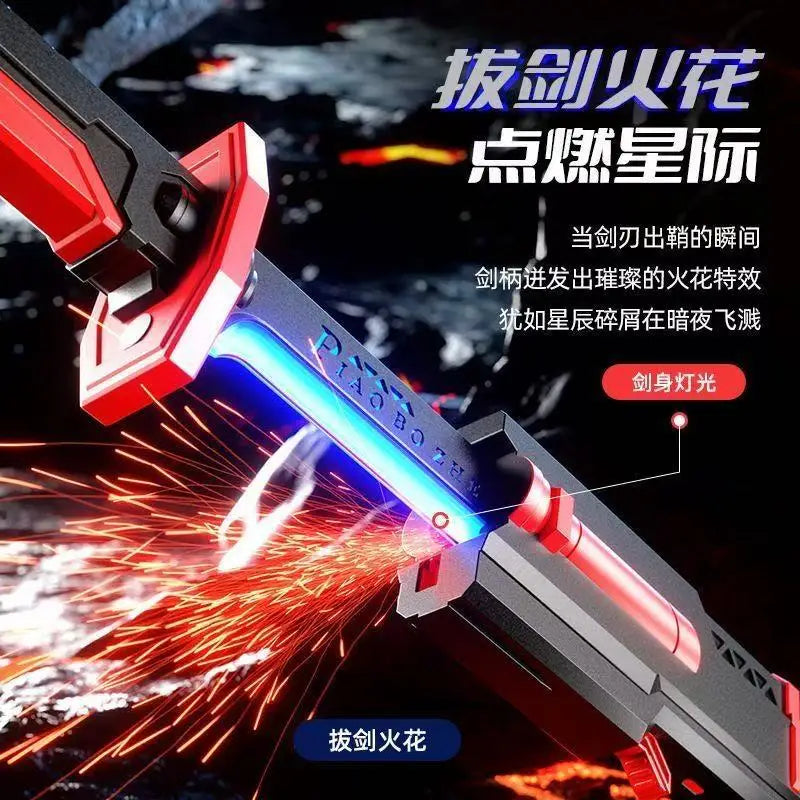 Colorful Streamer Glowing Sword Toys with Spark & Smoke Effect Light Sword Kids Adult Toys Holiday props sword Decompression Toy