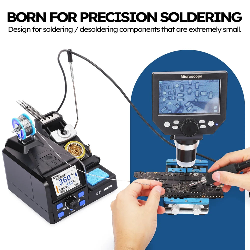 WEP 982D Precision Soldering Station 150W Rapid Heating Auto Calibration Professional Iron for SMD IC Repair C245 C210 982D-II - Nova Electronics