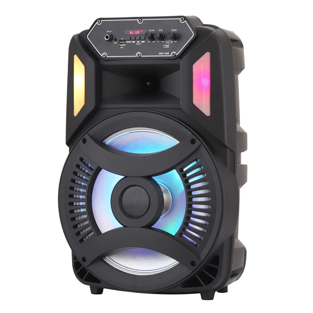 Loud Portable Bluetooth Party Speaker with 12" Subwoofer, RGB Lights & Karaoke Mic β Rechargeable Sound System for Outdoor Events, DJ Sessions, and Home Gatherings - Nova Electronics